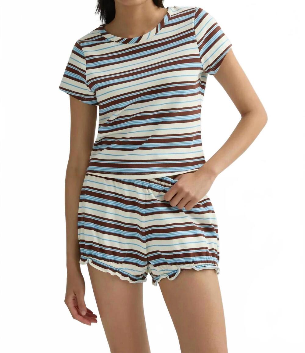 NEW POSSE nadine ruffle short in striped